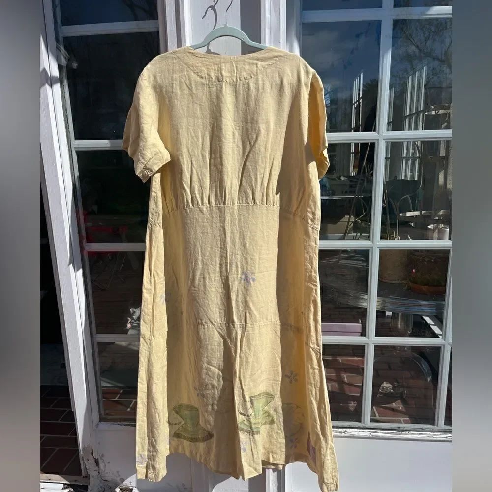 Blue Fish Hand Painted Linen Dress - Picture 11 of 14